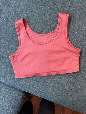 Versona Ribbed Scoop Crop Bralette - Coral